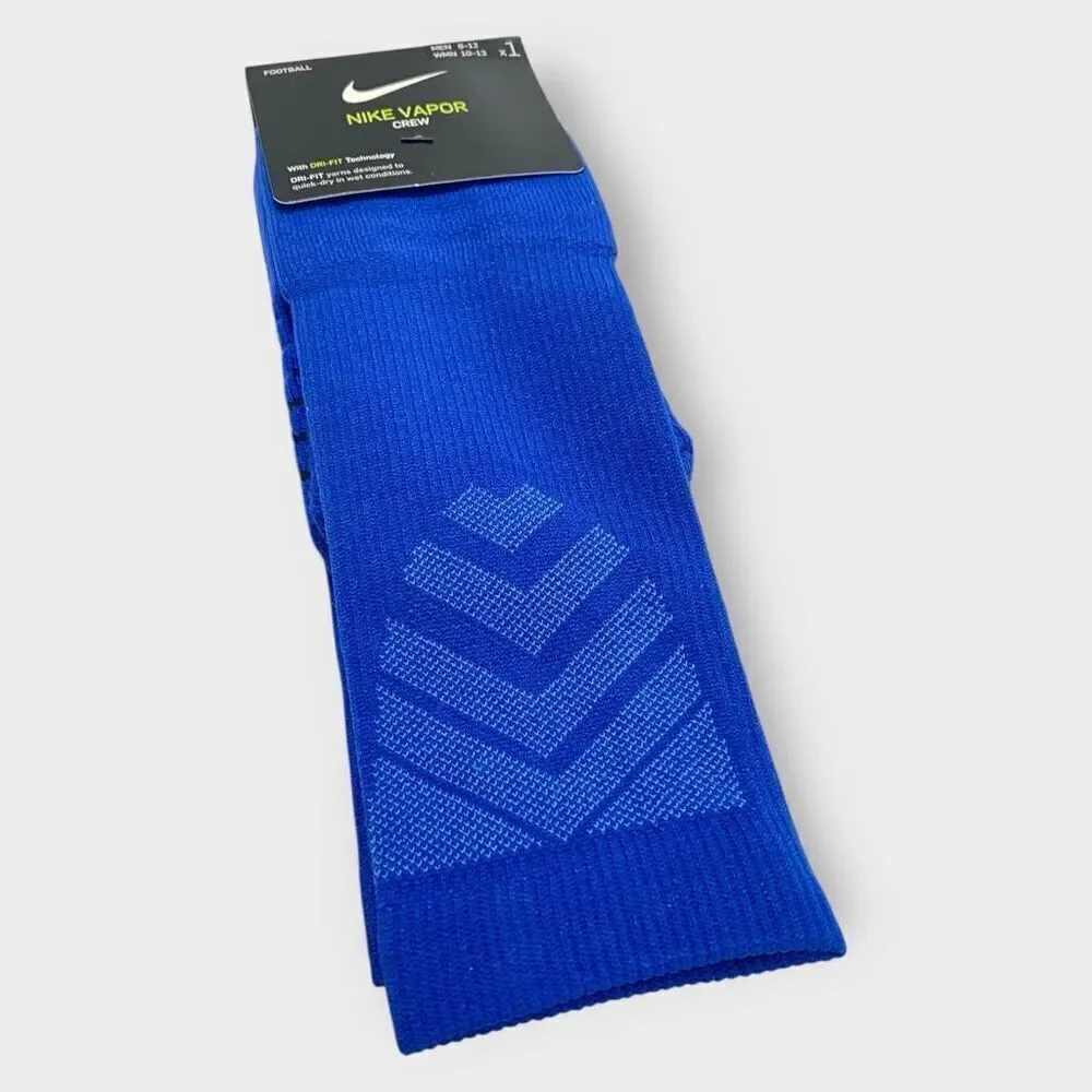 Nike Dri-Fit Vapor Crew Football Socks Size L SX5698-480 Royal Blue New